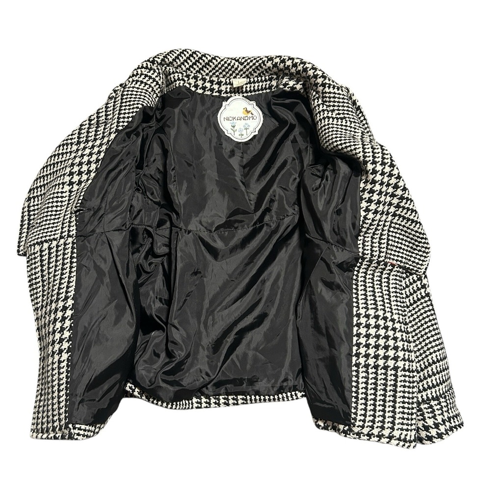 Nick &‎ Mo Black White Houndstooth Peacoat Jacket Women's Medium Double Breasted - Picture 2 of 16